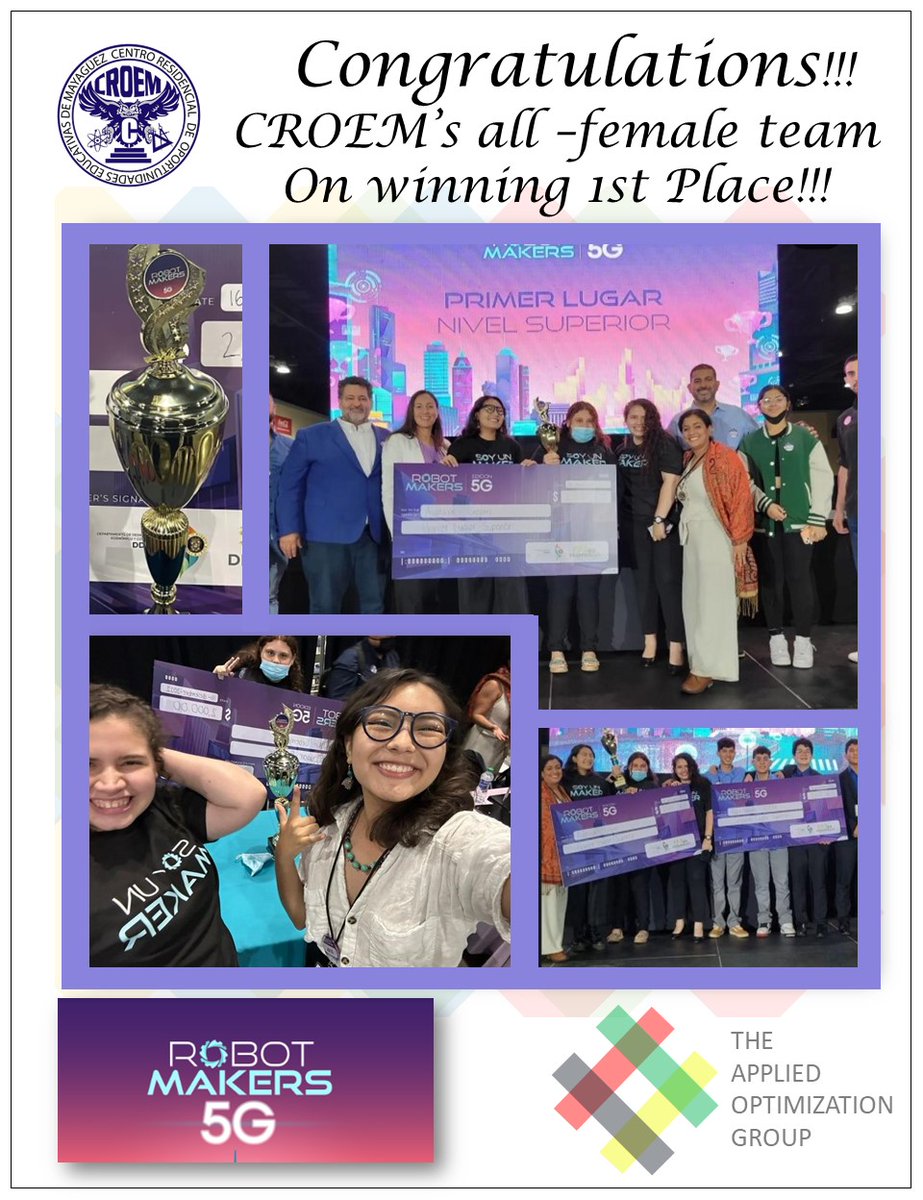 Congratulations!!! Proud of Ana Sofia and her team!!!

#CROEM #RobotMakers #TechCompetition
