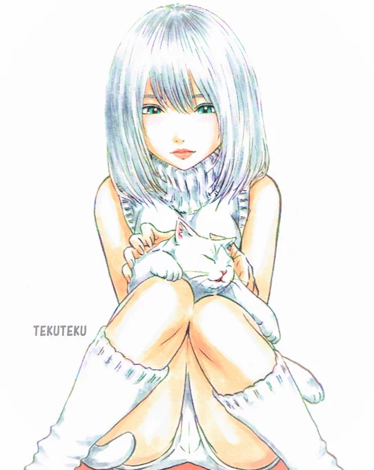 #寒い冬は白い作品を貼る  #猫好き #オリジナルイラスト 
