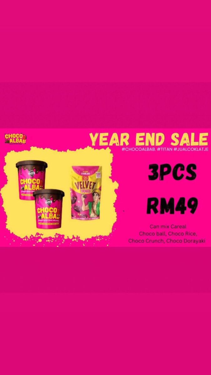 AzmiZahari74's tweet photo. Grab it now!😍🎉
.
#Chocoalbab #AlbabCookies #S_Asia #TheSaudagaar https://t.co/qsqpXQiHVu