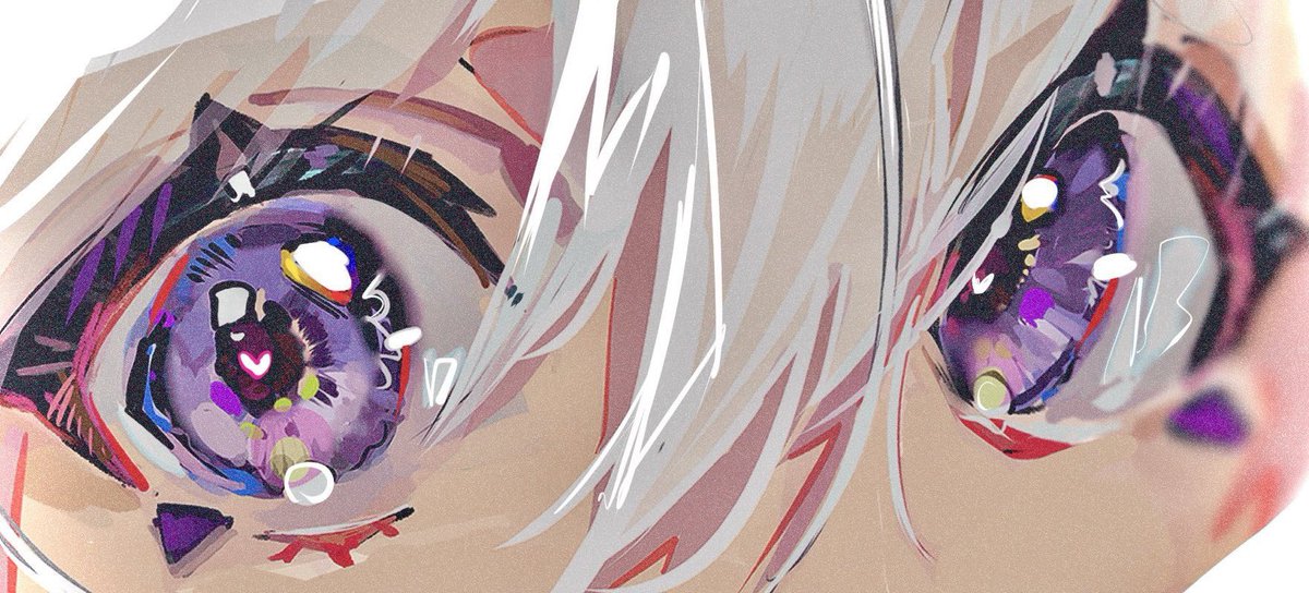 eye focus white hair solo purple eyes looking at viewer bangs hair between eyes  illustration images