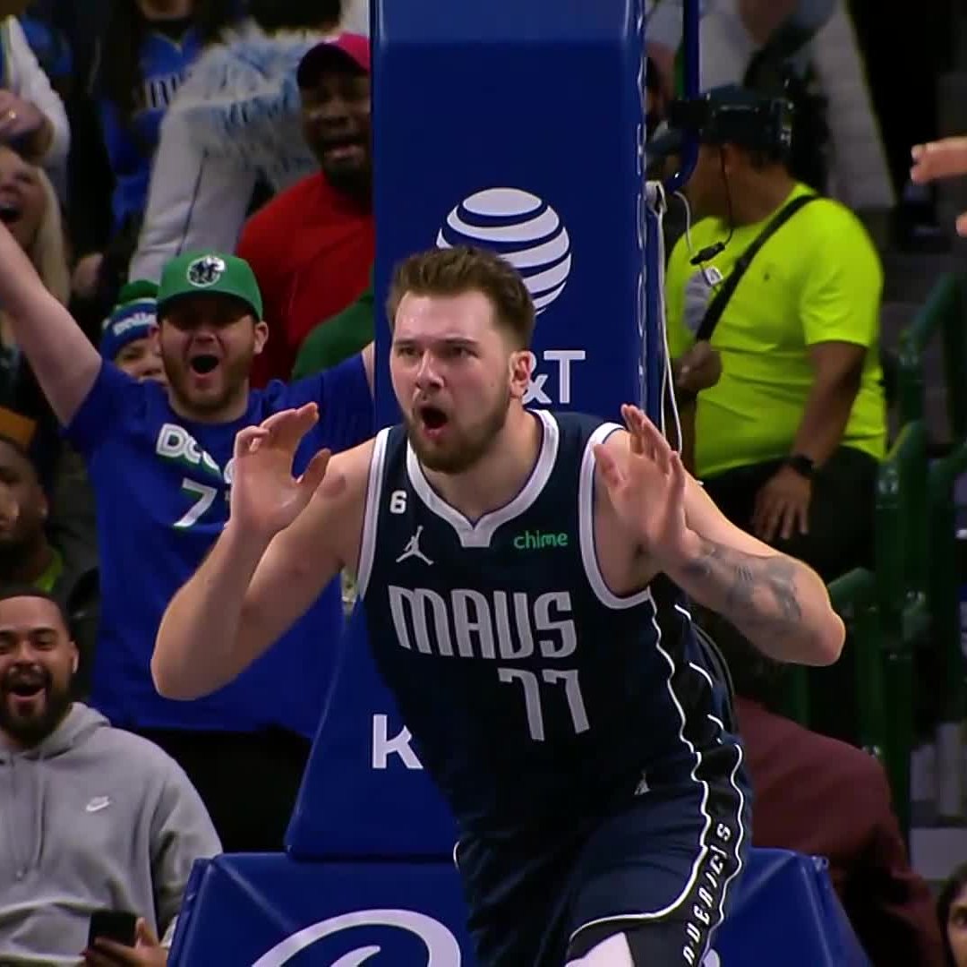 NBA's tweet photo. LUKA COULD BARELY BELIEVE HIS OWN DUNK 🤯 https://t.co/1dVaZXzLLd