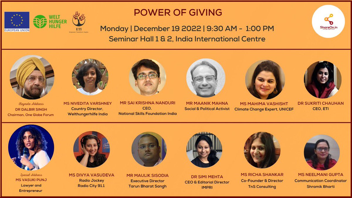 ShareOn (@shareon_in) on Twitter photo RSVP today at - aparna.lall@welthungerhilfe.de
Do join us for our panel as we bring to you seasoned developmental sector experts
to talk about the importance of bringing communities together for effective change.✨
#shareon #ngo #donate #philanthropy #fundraiser #givingback RSVP today at - aparna.lall@welthungerhilfe.de
Do join us for our panel as we bring to you seasoned developmental sector experts
to talk about the importance of bringing communities together for effective change.✨
#shareon #ngo #donate #philanthropy #fundraiser #givingback