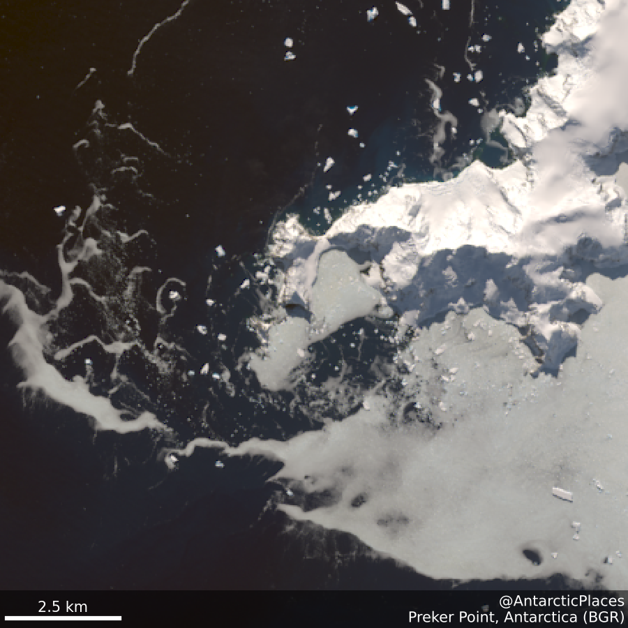 AntarcticPlaces's tweet photo. ❄Preker Point 64s 61ᴡ
The sharp rocky point forming the N side of the entrance to Saldobisa Cove on the W coast of Trinity Island in the Palmer Archipelago.  Situated 2.12 km SW of Cape Wollaston and 2.26 km NNW of Burya Poi⋯
💾https://t.co/uN862E1jzS
🛰https://t.co/Wg2ppfFXIq https://t.co/Zgcn1Aat1p