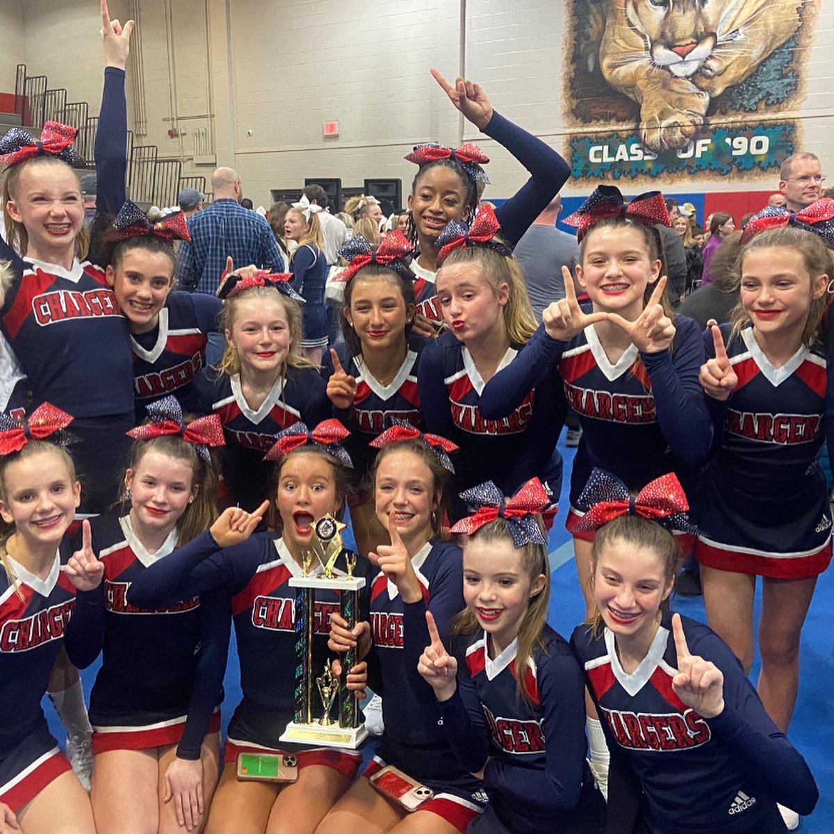 AFMSCheer's tweet image. CONGRATULATIONS TO THIS AMAZING SQUAD FOR PLACING FIRST IN OUR DIVISION TONIGHT! WE ARE SO PROUD OF YOU!!! ❤️💙🏆