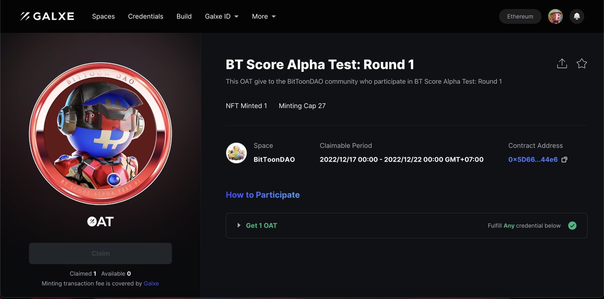 BitToonDAO's tweet photo. ็📢🎉 Hey, Guardians! Those of you who have "BTD Tester" role can claim your Galxe OAT "BT Score Alpha Test: Round 1" at https://t.co/suWB5Bbg7w
#BTDTester #BTScore #BTScoreAlphaTestRound1 #BitToonDAO https://t.co/MwbGZhf3OS