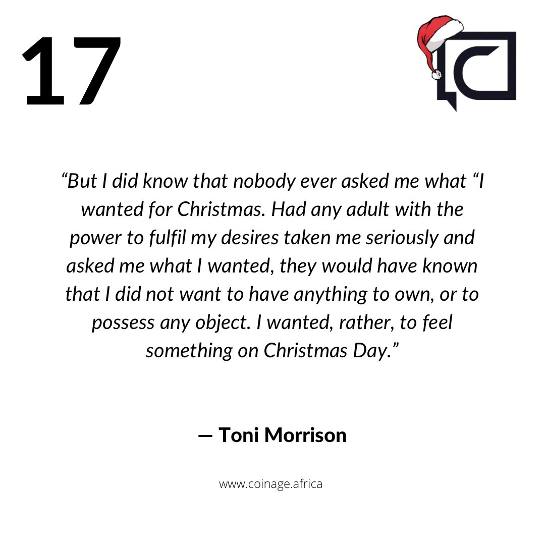 _Coinage's tweet photo. 17 December 2022 #TwitterAdventCalendar DAY 17! Keep calm and Christmas on.
#ChristmasQuote #ChristmasQuotes #CoinageAfrica #ToniMorrison #ChristmasAdvent #AdventForWriters #WritersCommunity #WritingCommunity #AuthorLife #Writer #Writing #Writers https://t.co/i3rKAVO1nM