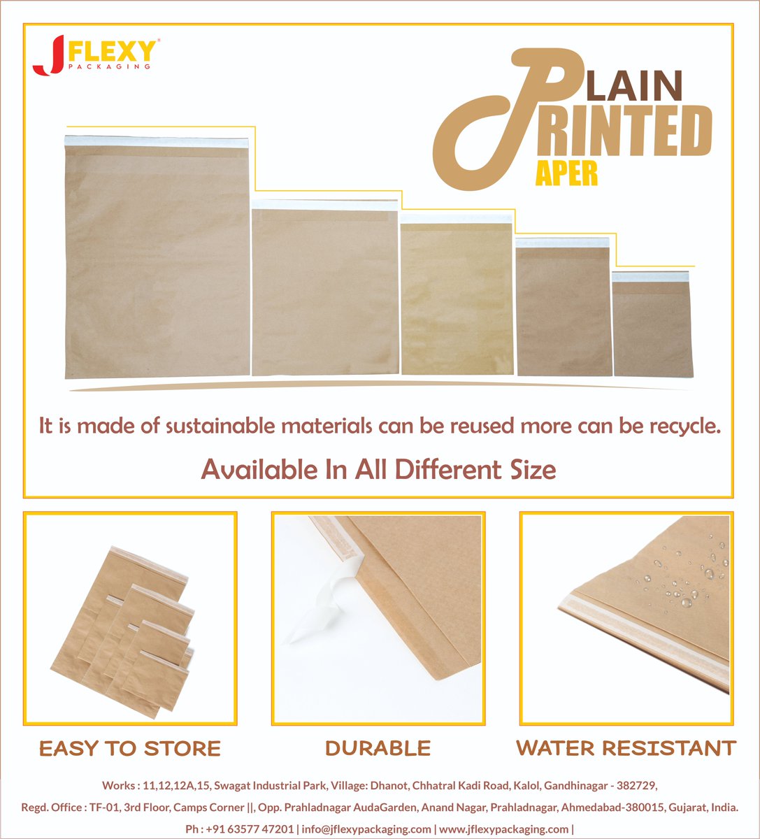 JflexyPackaging's tweet photo. Plain paper bags with water proof.
Available in Different Size.

#jflexypackaging #packagingdesign #deliverybag #courierbags #packagingproducts #madeinindia #customizebag #manufacturer #packagingideas #ecommerce #businessideas #deliveryworldwide #paperbag #paperbagmurah #Courier https://t.co/6lTrfyluyg