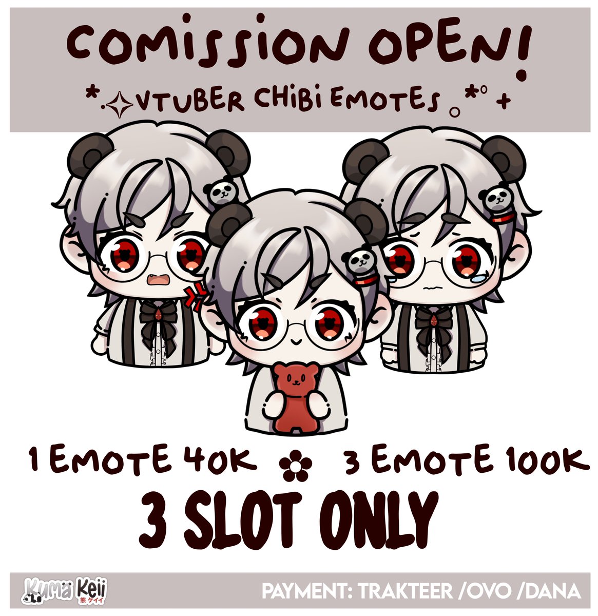 RainKeyyDesu's tweet photo. Comission Open!!!
Vtuber Chibi Emotes. 3 Slot Only!!!
Ini Pertama kali Kuma Open Comiss><
Silahkan DM kuma Jika kalian Berminat><
#comissionsopen #chibiart #EmotesVtuber https://t.co/OtRWpS3raB