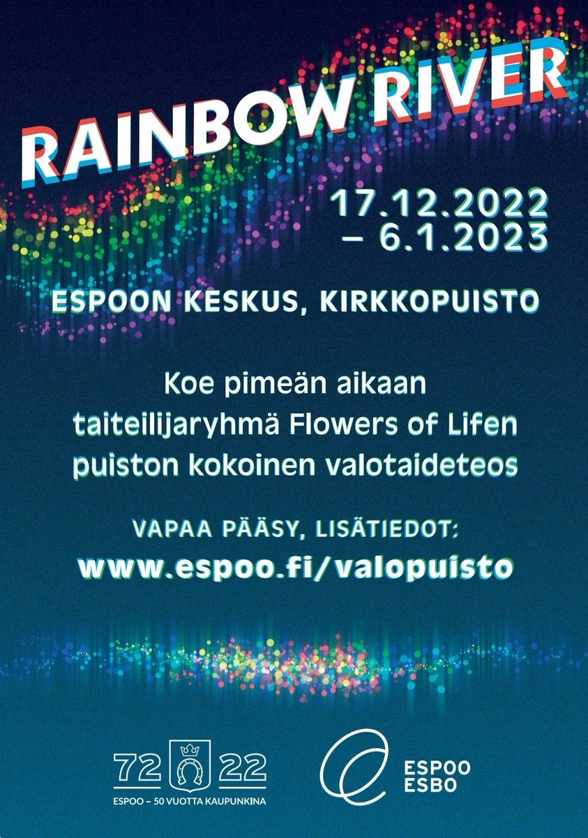 Tänään pimeän tultua Espoon keskus loistaa väreissä! 🌈🌠 <a href="/_Flowersoflife/">Flowers of Life</a>
#EspooJuhlii #Espoo #TapahtumaEspoo
@KulttuuriEspoo <a href="/EspooEsbo/">Espoon kaupunki</a>