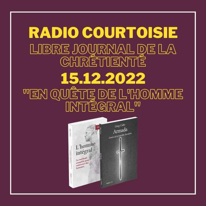 🔴 Invité de Guillaume de Tanoüarn sur Radio Courtoisie, on a parlé de ce qui fait et défait l'homme, de la femme, de politique, de chevalerie bien comprise et d'autres choses encore.
👉 À réécouter ici sans tarder : youtu.be/Evc4a6yywSE