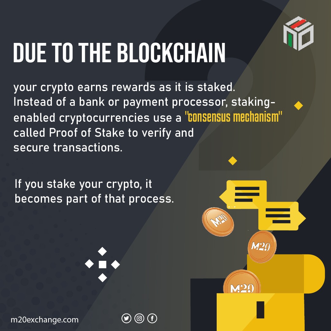 M20Exchange's tweet photo. A stake is the act of making your own cryptocurrency available to these nodes to validate transactions, thereby earning a reward.🪙🪙

Start earning now by staking your coins
To learn more, join us now:
-m20exchange.com

#Staking #Crypto #cryptotrading #cryptoworld #crypto https://t.co/qzyHBNJ4Ja