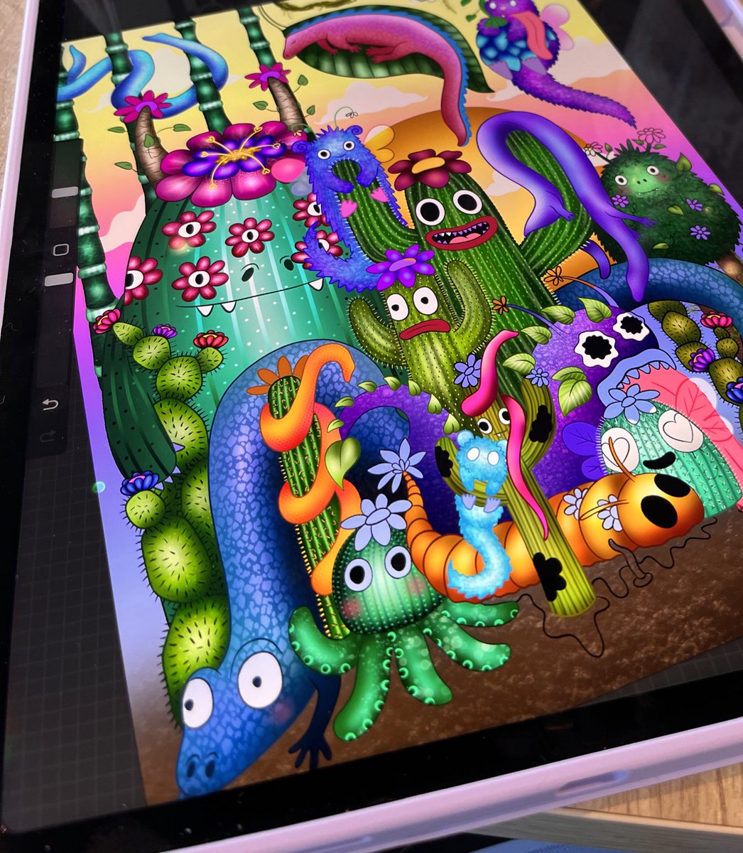 Good morning 💜💜💜 

I’ve been busy working on some new art!

• B&amp;W piece dropping next week week (affordable editions)🖤

• and some new monsters!🌈

I hope you all have the best weekend🫂