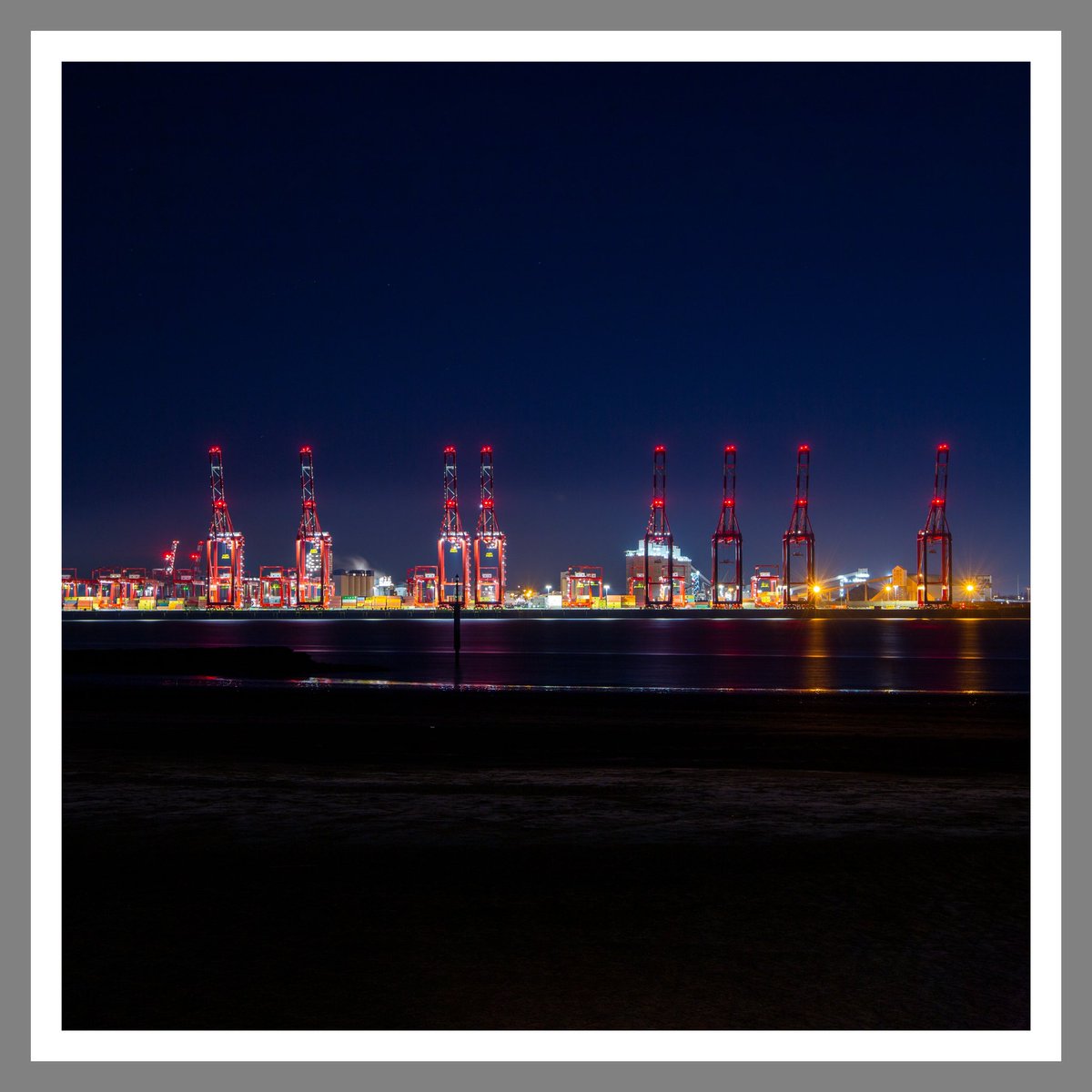 A couple of images from Liverpools Skyline taken last night. 4 panel panorama of The City and a single frame of Seaforth Port Cranes.