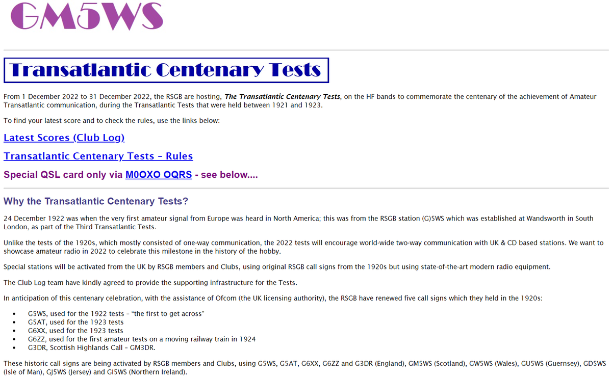Operating as GM5WS today on FT8/4 to commemorate the centenary of the Amateur Transatlantic communication, during the Transatlantic Tests held between 1921 and 1923. Kilmarnock &amp; Loudoun ARC members also on the air on SSB from the clubhouse. Call in if you hear us on air.