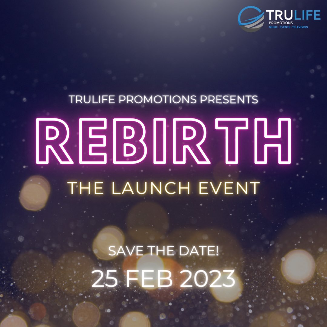 Get ready for February 2023. The relaunch of Trulife Promotions is official!

Currently confirming the artist lineup and getting ready for the reveal in January. This is going to be an event you don’t want to miss!

SAVE THE DATE: 25.02.23

#trulifepromo #event #rebirth