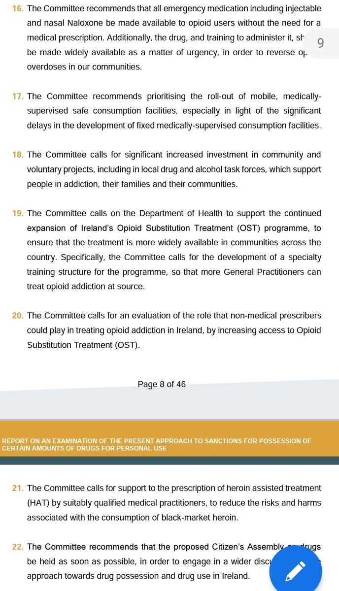I still haven't come down from the joy of seeing these recommendations in print. Wed 14th Dec was a momentous day for Irish Drug Policy and I can sense a real shift away from the antiquated drug laws that seek to punish people who use drugs in the hope they'll stop. #HelpNotHarm