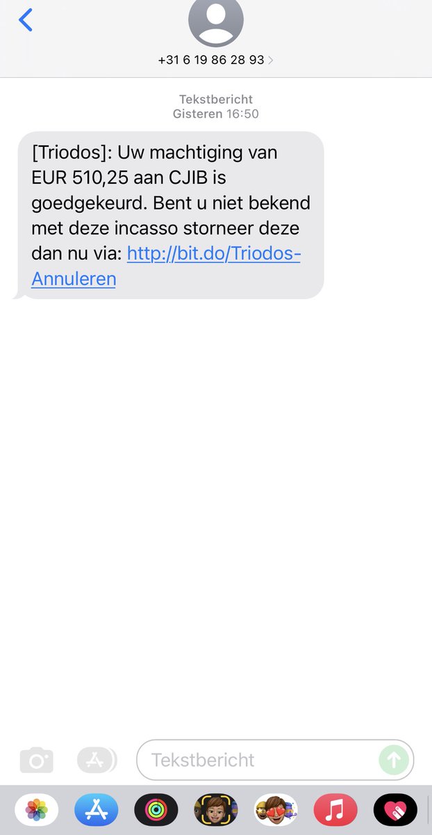 M44255312's tweet photo. ⁦@TriodosNL⁩ onderstaande sms ontvangen ik namens jullie. Denk dat van een oplichter is!! https://t.co/hYIP1YfAfg