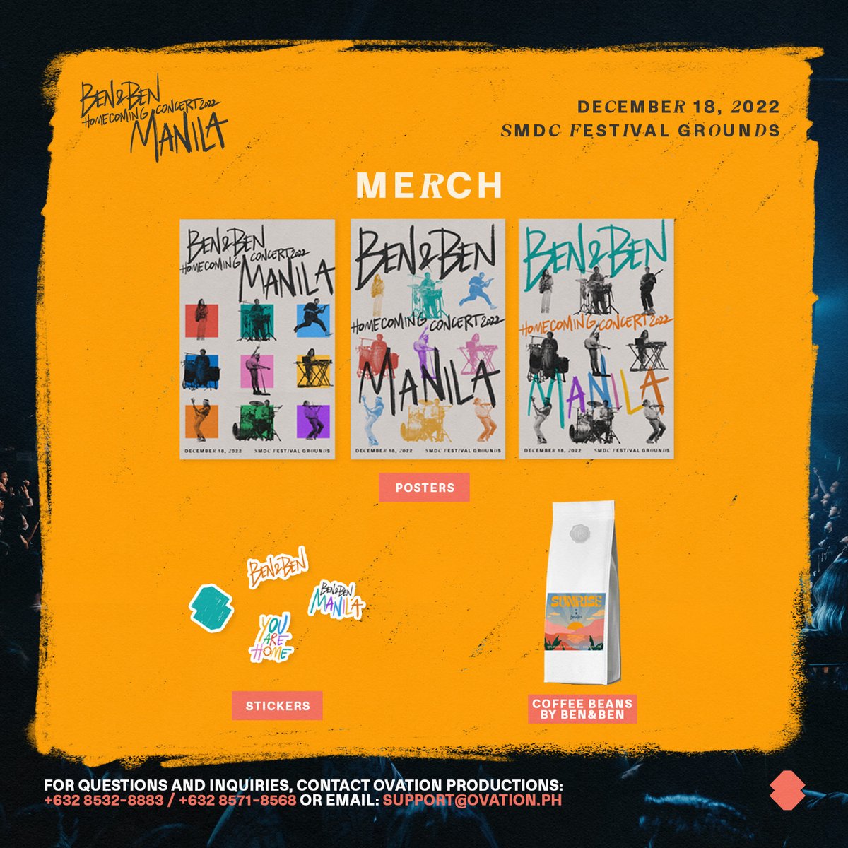 BenAndBenMusic's tweet photo. Haha ready na ba pa-budol ang lahat 😂 here’s our OFFICIAL MERCH for the Homecoming Concert. All available at the concert grounds. See you! 🫶🏼 

#BenAndBenHomecoming2022 https://t.co/is1KPmIMtH