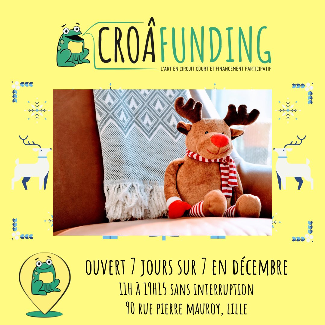 croafunding's tweet photo. Décembre, c'est le grand chelem!
Nous sommes ouvert 7 jours sur 7 pour satisfaire votre soif de cadeaux originaux. Et pas d'interruption entre midi et 14h! 
Vive le café! :p
#ouvertledimanche #7jsur7 #ideecadeau #cadeaunoel  #noel2022 #bdnoel #circuitcourt #autoedition #lille https://t.co/oTCfmuA4qa