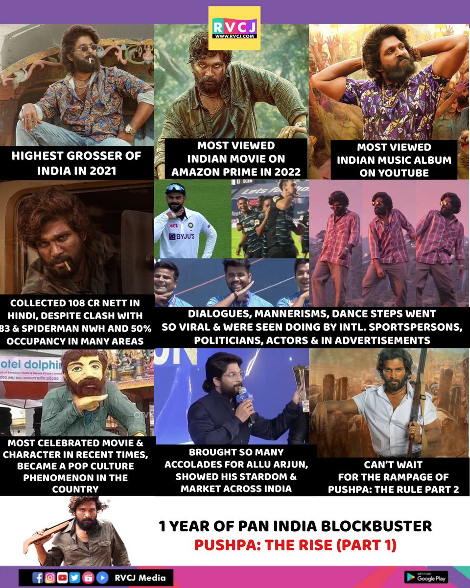 rvcjmovies's tweet photo. 1 Year of Pushpa: The Rise 🔥 @alluarjun @iamRashmika @ThisIsDSP @PushpaMovie 

#1YearForIndianHGOTYPushpa #1YearForPushpaTheRise #AlluArjun #Sukumar #FahadhFaasil #rvcjmovies https://t.co/BjZHUDnS4r