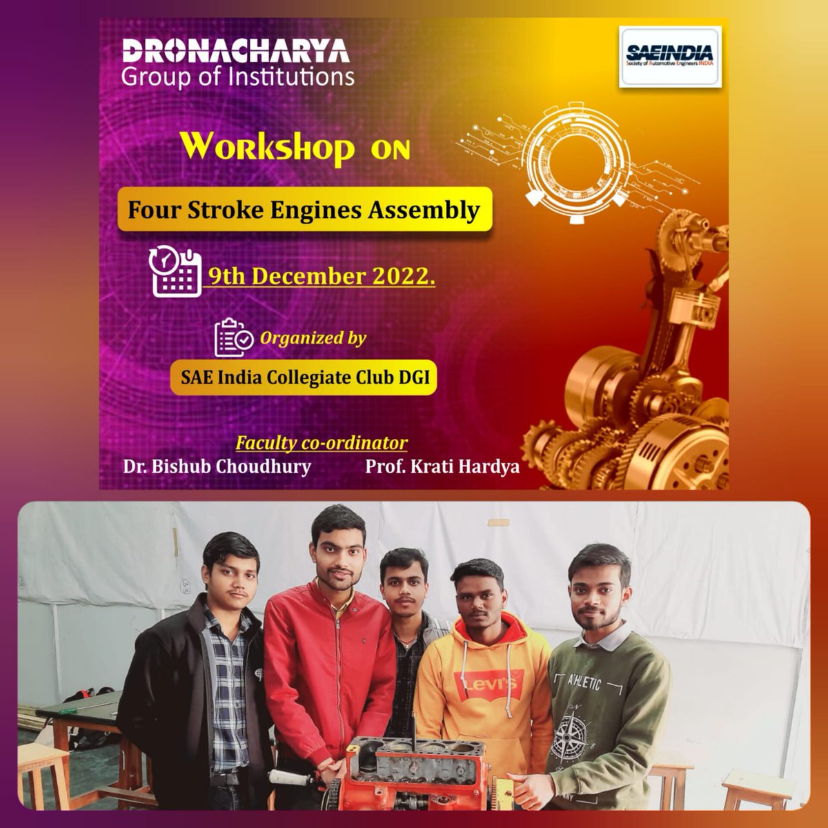 DronacharyaDgi's tweet photo. Glimpses of Workshop on “Four Strokes Engines Assembly” is being organized by "SAE India Collegiate Club DGI" conducted on 9th November, 2022.
#workshop
#fourstrokeengines
#assembly
#SAE
#topengineeringcollegeingreaternoida
#DronacharyaGroupOfInstitutions
#multipleplacement https://t.co/TdDlCHqXuV