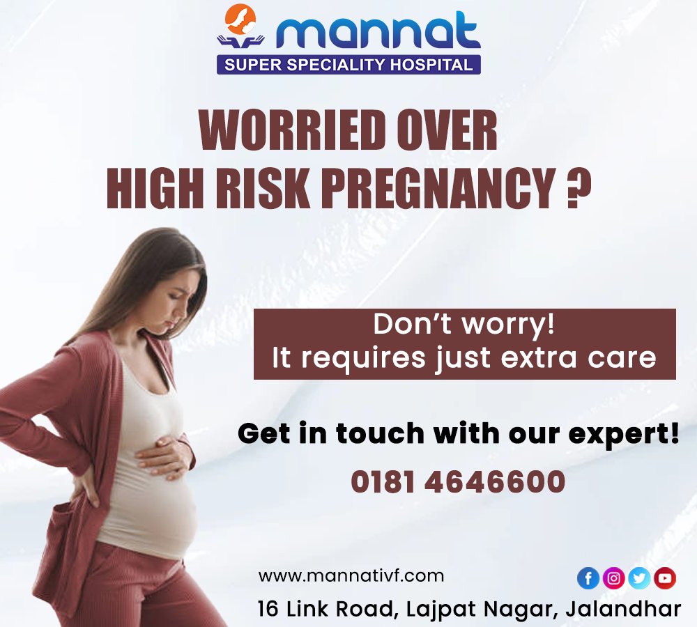 Worried over High Risk Pregnancy?
No need to worry. It requires just extra care.

Book Appointment :
Call us at - 0181 4646600

#mannativf #highriskpregnancy #pregnancycare #maternitycare #motherlycare #jalandhar #Punjab
