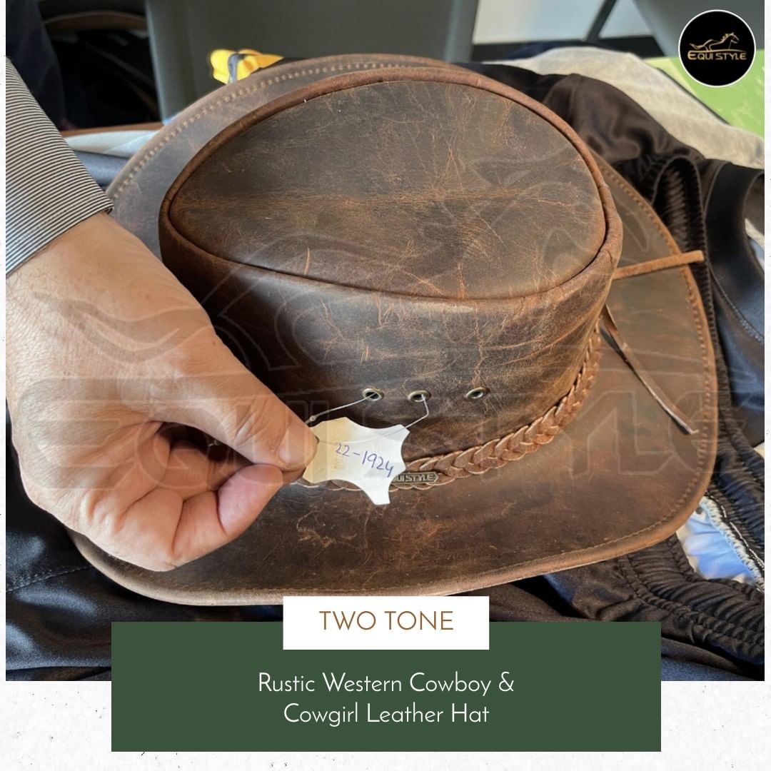 Equistl's tweet photo. Two Tone Rustic Western Leather Hats Braided Hatband &amp; Metal Logo

Leather Hat Maker in Pakistan
Shipping Over the World

#equistlhatmakers #safarihat #leatherhat #hatlover #hatsforher #hatlove #handcrafted #waterproof #realleather #outbackhat #widebrim #distressed #outdoorhat https://t.co/ENnla7o42J