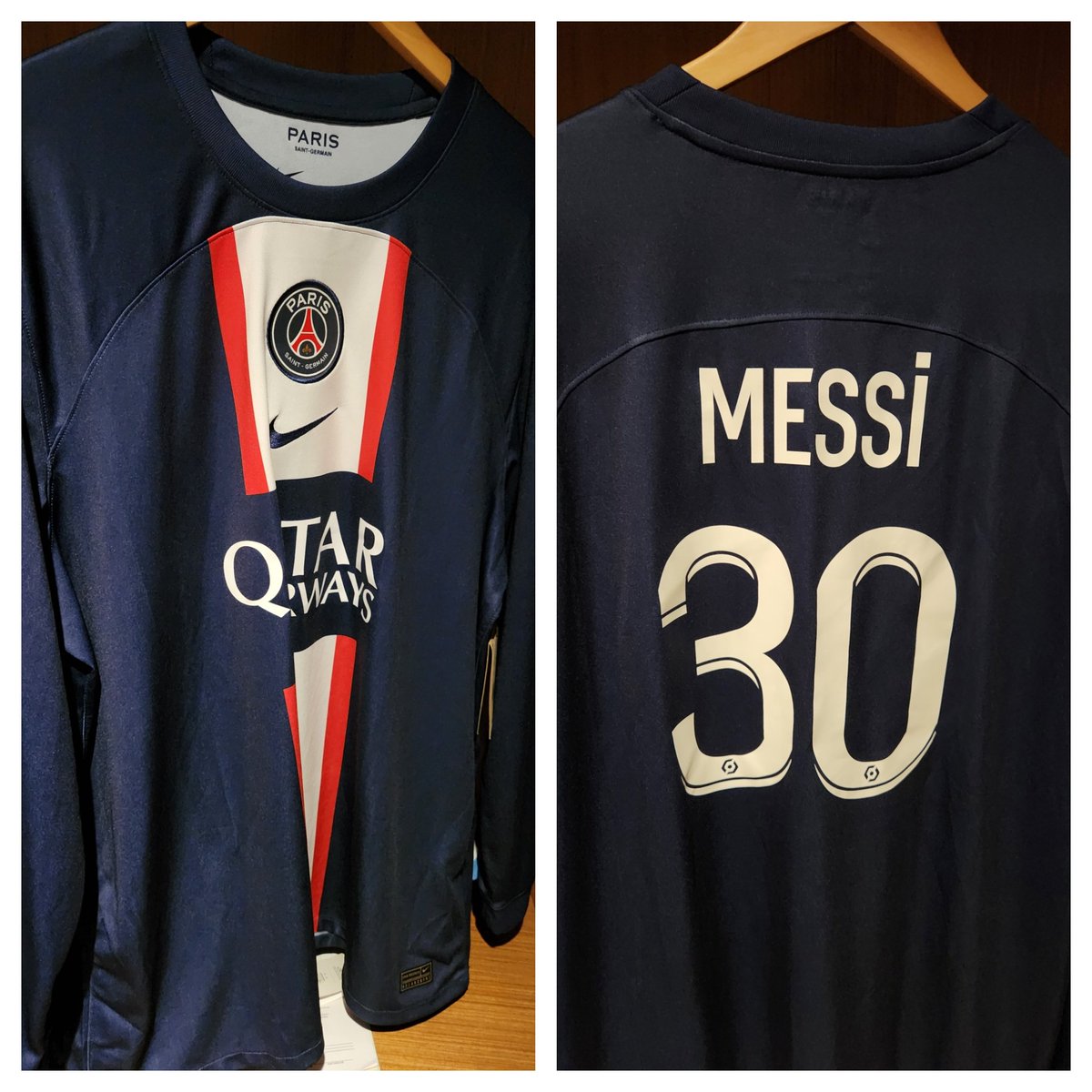 Agung_Armanda's tweet photo. #jersey4sale psg home 22/23 LS ori replika, bnwt, size 2xl fit xl (slimfit), nns messi original, price 2jt, wa 085221419479 @Jerseyforum @jersey_ciamikk https://t.co/3jW5H62HwX