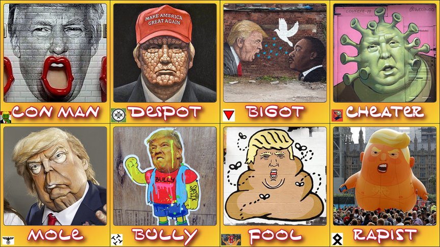 45bestwords's tweet photo. Here's more Trump Digital Trading Cards...
+ unlike TFG's these won't "sell-out" because... well, they're digital...(+ free!)
#LoserTrump #TrumpIsALaughingStock
#TrumpIsDone #TrumpCoupAttempt
#TrumpCrimeSyndicate #trumpMeltdown
#MajorAnnouncement #MajorEmbarrassment https://t.co/tLnNGSAbPx