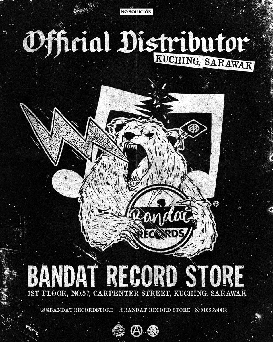 no_solucion's tweet photo. Shoutout to all #problemaker in Sarawak! We have our good friends at Bandat Record Store to be part of our official distributor in Kuching. Visit the store today and purchase directly from them! https://t.co/rKBpvXXRqD