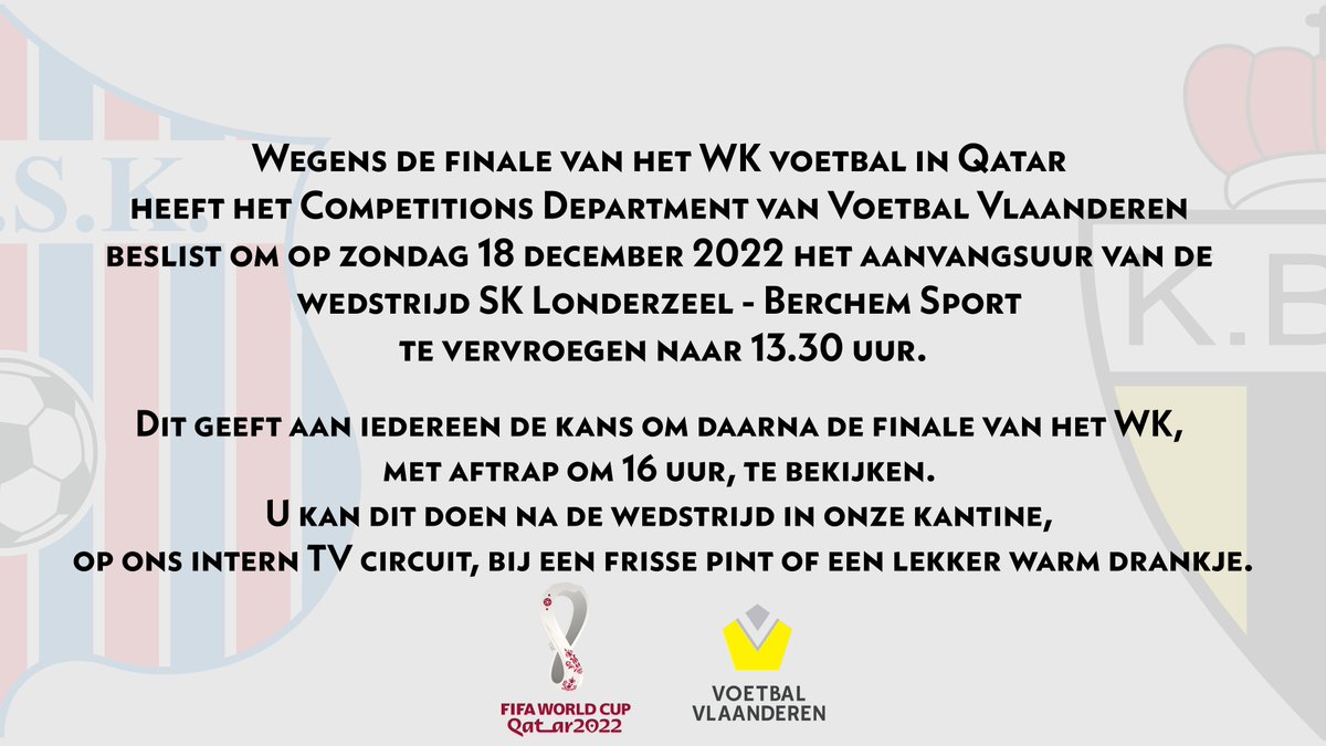 Aftrap morgen om 13u30!
Supporters op post!