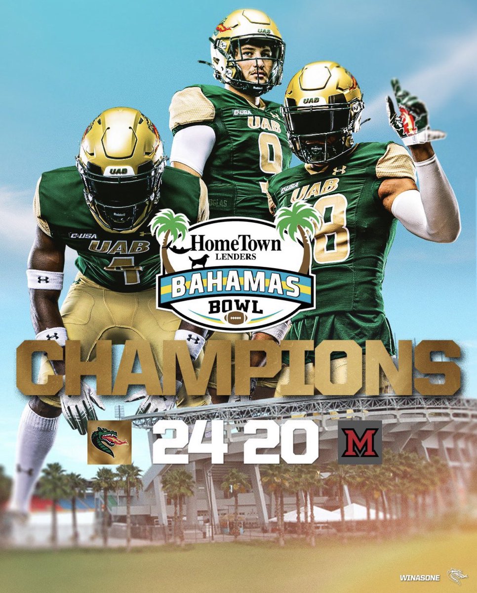 RequiredTeam's tweet image. First 2022 @BowlSeason win! Congratulations @UABEquip and @UAB_FB for being #BahamasBowl Champions! #bowlgear #rtgdesigns #rtgdecorated #dowhatsrequired #1of18