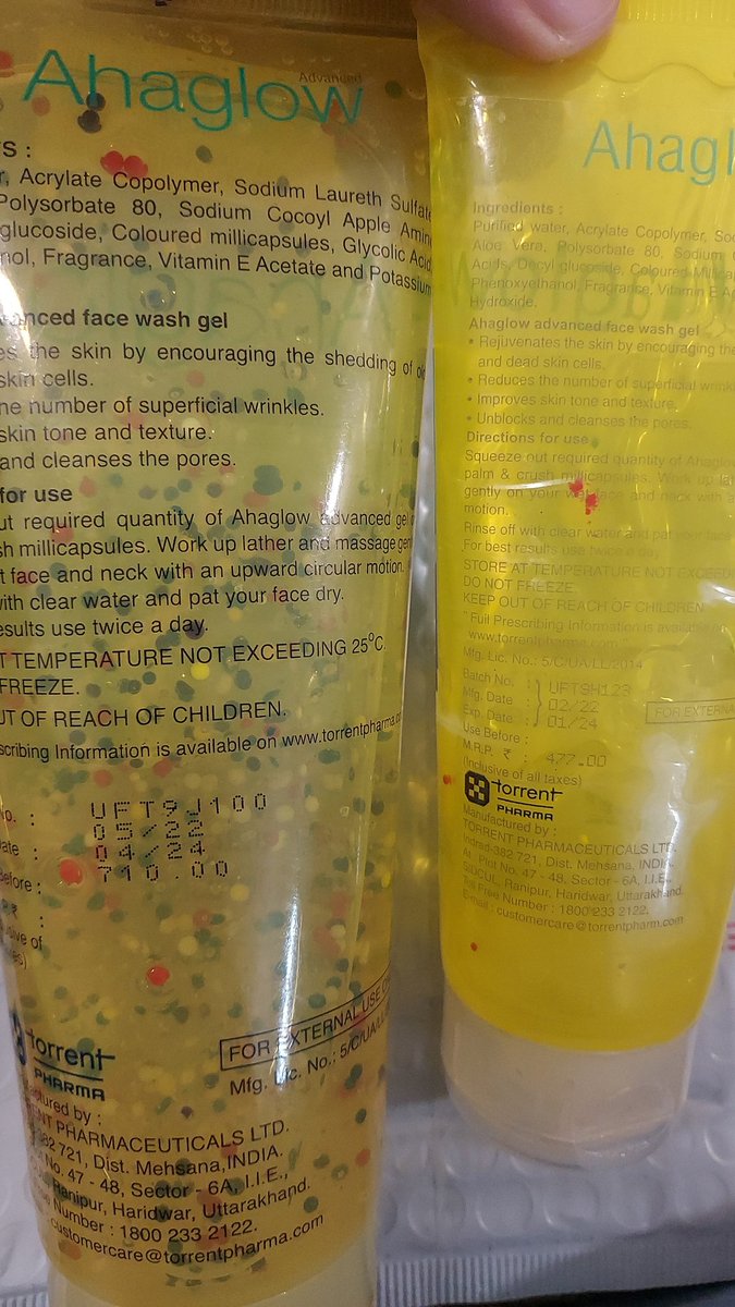 JuneijaP's tweet photo. @TorrentPharmaIn How do U check the authenticity of this face wash. There is a significant difference in small pack and big pack. Which one is genuine? https://t.co/f3jkLmCDA0
