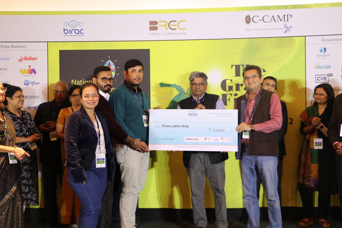 CCAMP_India's tweet photo. Student team Winners take home total ₹9 Lakhs Cash prizes at CCAMP @BIRAC_2012 #NBEC2022
Sumit S @NDRI_Karnal- #BIRAC- 3L
Anakha @NIPER_SAS_NAGAR- #Bugworks- 2L
Gaurav S, HRPIPER- #Curadev- 2L
Katyayanee S @aiims_jodhpur- K&S Partners 1L
Srishti @ICTMumbai1933- @lakshminsri- 1L https://t.co/2p38WLSjLv