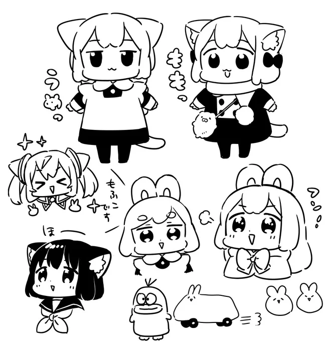 pixiv sketch落書き配信、きてくださったかたありがとうございました😹緊張のあまり微妙な落書きを量産してしまい、うめの耳の中も描き忘れました。 