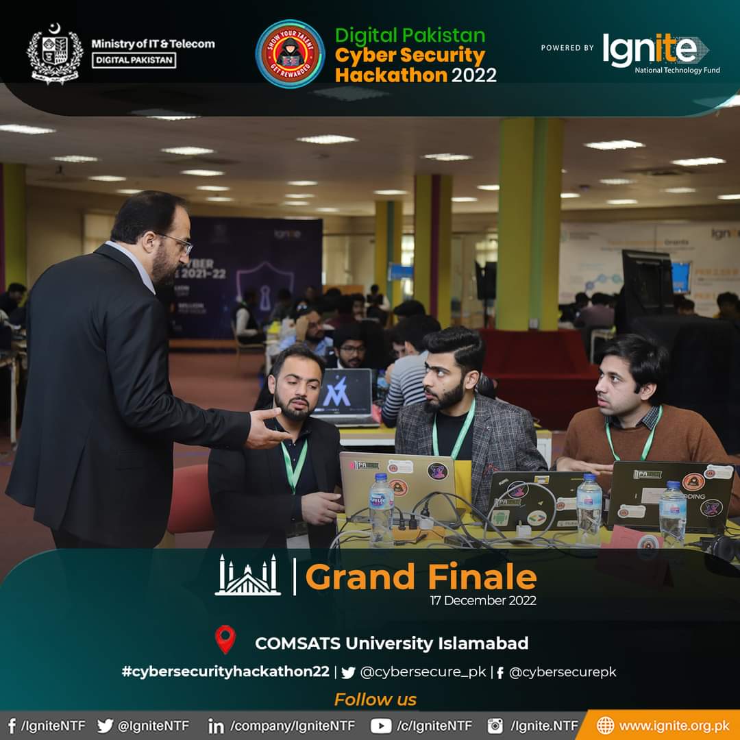 IgniteNTF's tweet photo. #HappeningNow - Hackathon Participants in action at Grand Finale of Digital Pakistan - CyberSecurity Hackathon 2022 organized by @IgniteNTF - @MoitOfficial at Comsats University Islamabad
Pakistan's 2nd nationwide Cybersecurity Hackathon.
#Ignite #cybersecurityhackathon22 https://t.co/wd6jEh5ONy