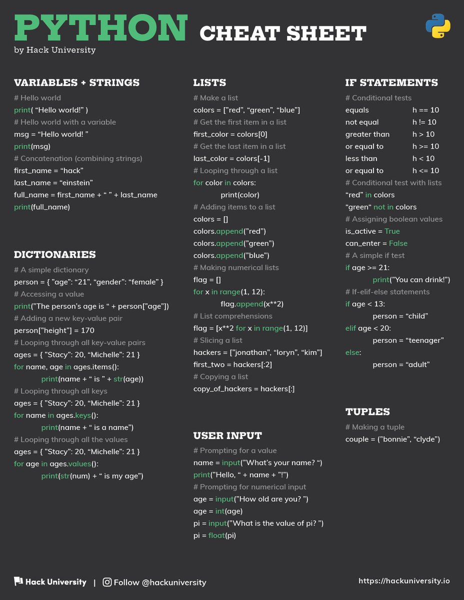 hackinarticles's tweet image. Python Cheat Sheet
#infosec #cybersecurity #cybersecuritytips #pentesting #oscp #redteam #informationsecurity #cissp #CyberSec #networking #networksecurity #CheatSheet #infosecurity #cyberattacks #security #linux #hacker #vulnerabilities #bugbounty #bugbountytips