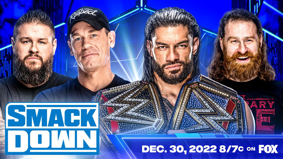 IT'S OFFICIAL! <a href="/JohnCena/">John Cena</a> returns on the final #SmackDown of 2022 to team with <a href="/FightOwensFight/">Kevin</a> against #TheBloodline's <a href="/WWERomanReigns/">Roman Reigns</a> &amp; <a href="/SamiZayn/">Sami Zayn</a>! #SSWWE