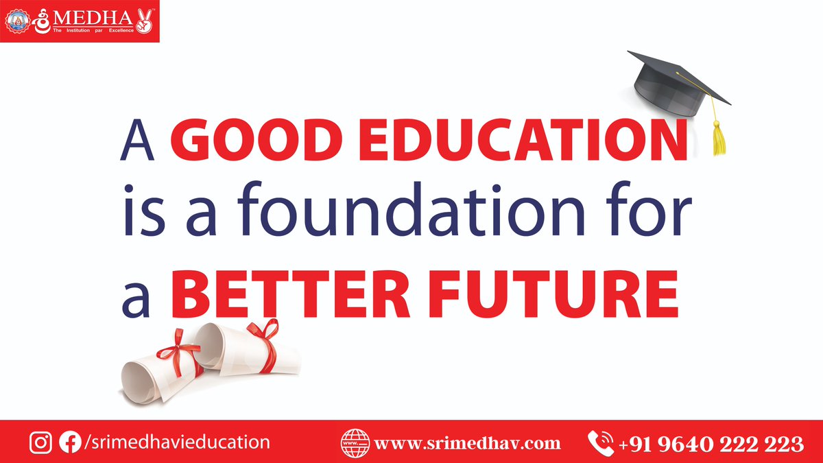 A GOOD EDUCATION is a foundation for a BETTER FUTURE

#SriMedhavi #juniorcollegeinhyderabad #bestjuniorcollege #educationispower #educationalquotes #bestcolleaguesever #educationiskey #educationalnews #juniorcolleges #juniorcollegesnearme #future #education