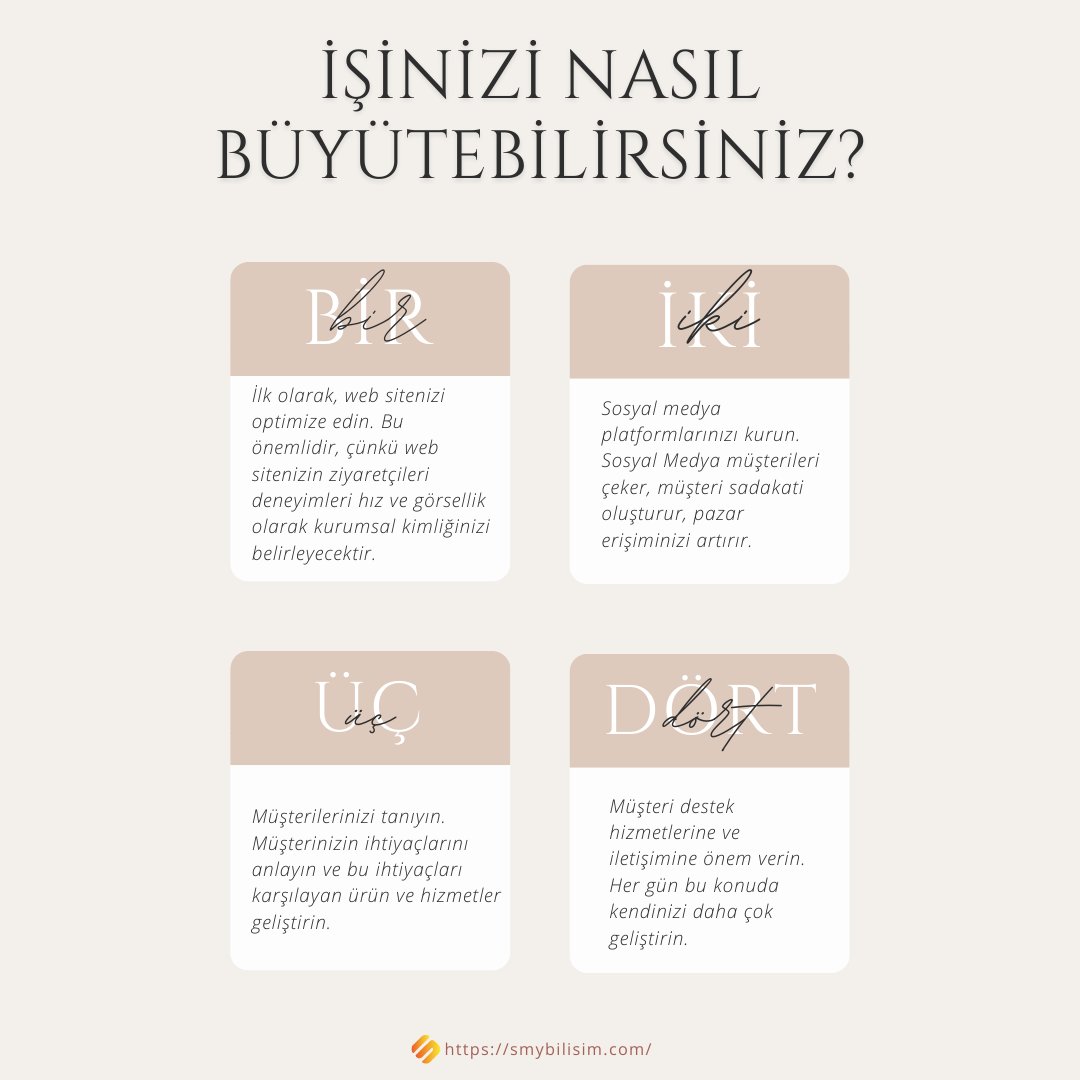 smybilisim's tweet photo. İşinizi Nasıl Büyütebilirsiniz?

1-Web Site Optimizasyonu
2-Sosyal Medya Kullanımı
3-Hedef Kitle Analizi
4-Müşteri Etkileşimi

#sosyalmedya #seo #sosyalmedyayönetimi #sosyalmedyapazarlama #sosyalmedyayöneticiliği #pazarlama #dijitalpazarlama #içerikpazarlama #website https://t.co/4mi5iEyBkL