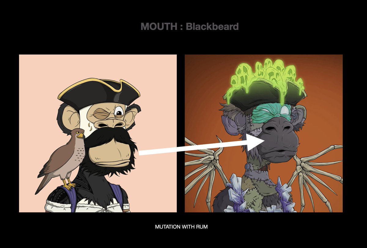 NFTsNewsCrypto's tweet photo. BAPC Project - The trait of the day : Mouth Blackbeard
You can see the result of the mutation.
What do you think about this trait ?
#NFTnews #NFT #NFTs #NFTcommunity #NFTproject #mutation #pirates #rum #club #rumclub #pokerclub #bearmarket #CryptoInvestor @BadApePirates https://t.co/KbyxFU7SRv