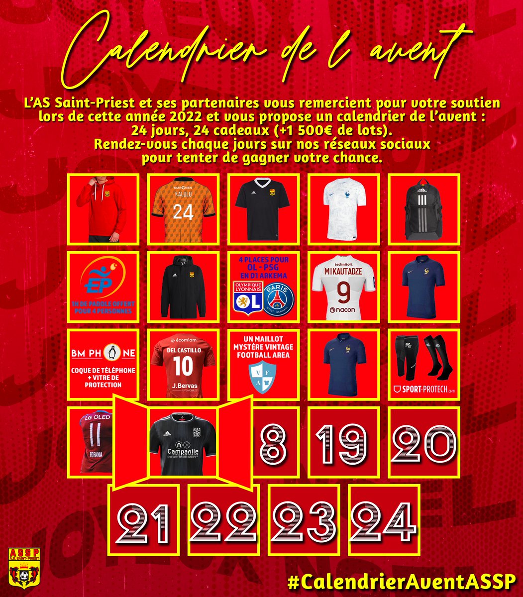 assaintpriest's tweet photo. #CalendrierAventASSP 𝗝𝗢𝗨𝗥 𝟭𝟳
L'ASSP portera ce soir son maillot extérieur, l'occasion donc de vous le faire gagner aujourd'hui 🥰

Jeu sur 𝗧𝘄𝗶𝘁𝘁𝗲𝗿
Lot à gagner 𝗺𝗮𝗶𝗹𝗹𝗼𝘁 𝗲𝘅𝘁𝗲𝗿𝗶𝗲𝘂𝗿 𝗔𝗦𝗦𝗣 𝟮𝟮-𝟮𝟯

Procédure :
👉 follow @assaintpriest 
👉 RT https://t.co/h6KCcTNtJP