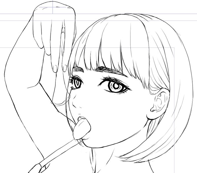 最初うろ覚えで描いたら髪は短いし乳首に窪み入れちゃうしで久々のキャラは結構忘れてる。髪くらい切るやろとも思うけどなるべく本編の姿に近づけたい 