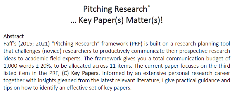 OUT NOW ... new SSRN paper &amp;quot;​... Key Paper(s) Matter(s)!&amp;quot;​ linkedin.com/pulse/out-now-… via <a href="/LinkedIn/">LinkedIn</a> <a href="/PitchResearch/">Pitching Research</a> <a href="/PiR2e/">InSPiR2eS</a> Access the new SSRN working paper at: papers.ssrn.com/sol3/papers.cf…