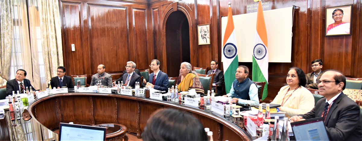 PIB_India's tweet photo. Union Finance Minister @nsitharaman chairs the 48th Meeting of the #GSTCouncil via virtual mode in New Delhi

Read details: 
https://t.co/PhUeGoOk7Q 

1/2 https://t.co/kPab3Dc8ZE