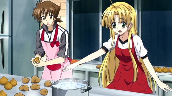 Is practicing her cooking skills!
