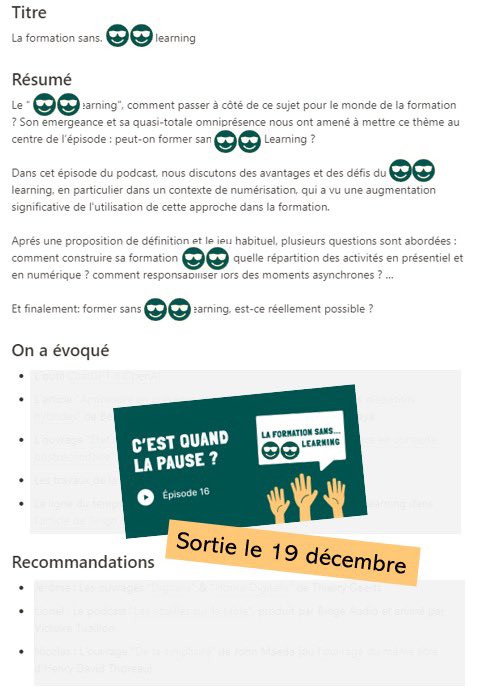 🚨🚨 Spoiler : pouvez-vous devinez le sujet de notre prochain épisode de #cqlp ? 🤗

Réponse ce lundi sur vos plateformes de podcast 🎙️