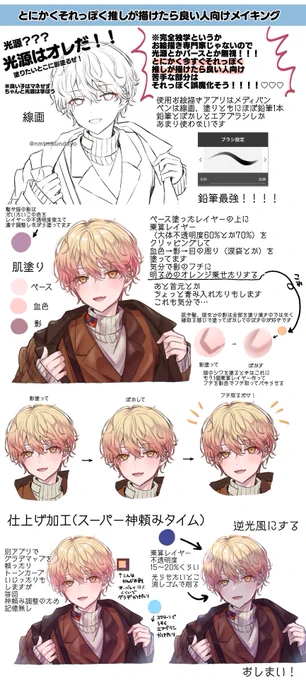 ⚠️とにかく今すぐ推しを描きまくりたい人向け⚠️
塗りについて質問マロいただいたのでわたしが普段塗ってる塗り方を簡略化した雑メイキングを投げます🙇‍♂️

光源とかなんか技術的なことちゃんと学びてぇんだよ!という人はちゃんとプロの方の講座で学んでください😉 