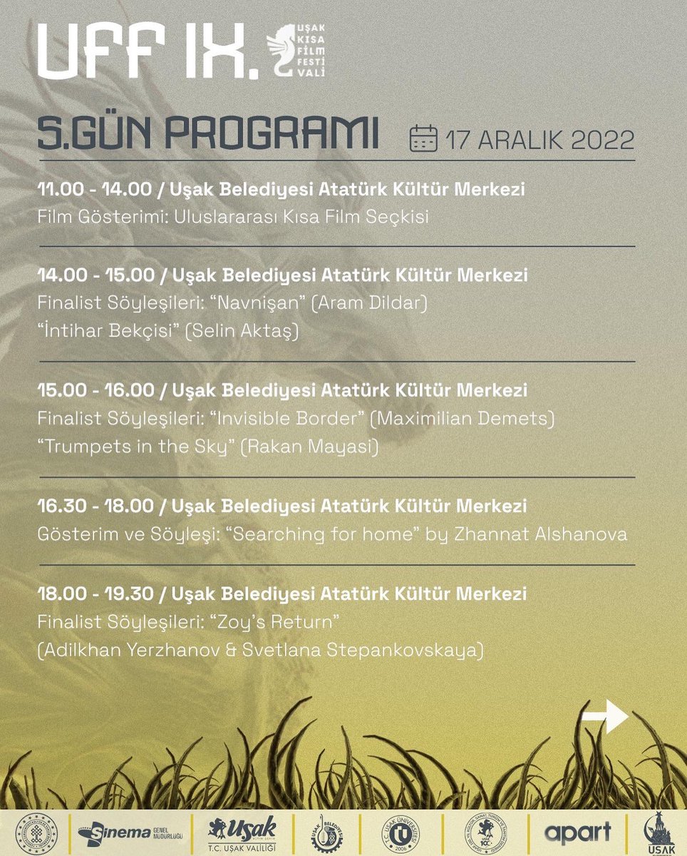 KanatliDenizati's tweet photo. 13-21 Aralık tarihlerinde gerçekleşecek Uşak Kısa Film Festivali’nin detaylı programına https://t.co/unqcUS8D1p   adresinden ulaşabilirsiniz. 💫

#UFF2022 #usakkısafilmfestivali #tckültürveturizmbakanlığı #sinemagenelmüdürlüğü https://t.co/9GUw1bYGrq