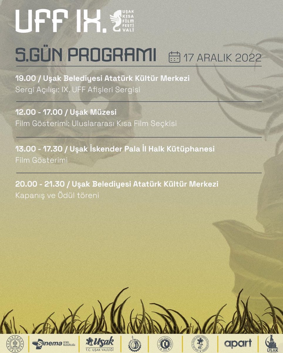 KanatliDenizati's tweet photo. 13-21 Aralık tarihlerinde gerçekleşecek Uşak Kısa Film Festivali’nin detaylı programına https://t.co/unqcUS8D1p   adresinden ulaşabilirsiniz. 💫

#UFF2022 #usakkısafilmfestivali #tckültürveturizmbakanlığı #sinemagenelmüdürlüğü https://t.co/9GUw1bYGrq
